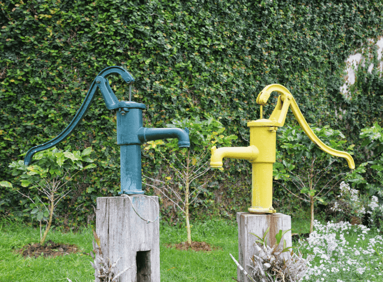 green and yellow well pumpers
